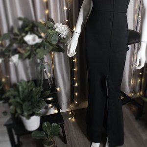 black lowback turtle neck dress